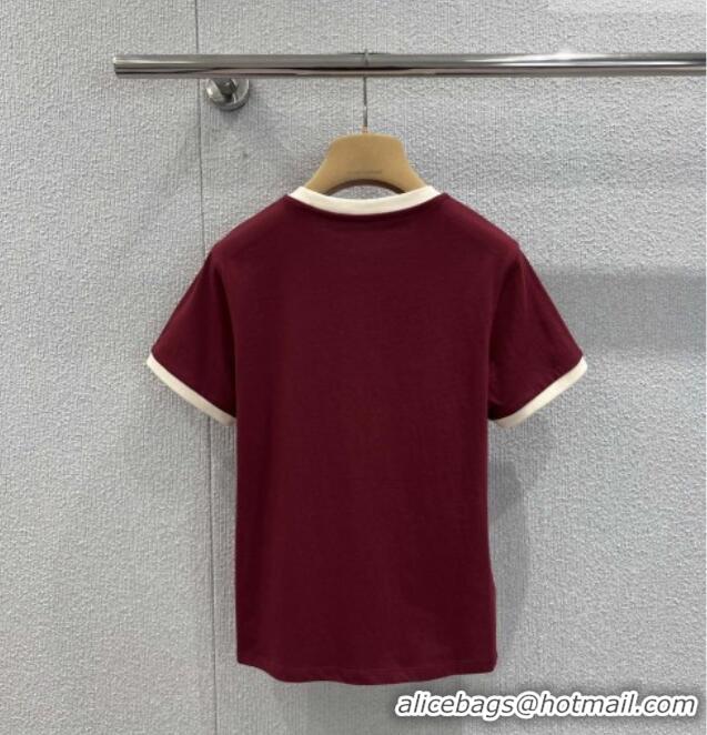 Top Design Miu Miu Cotton T-shirt M011414 Deep Red 2026