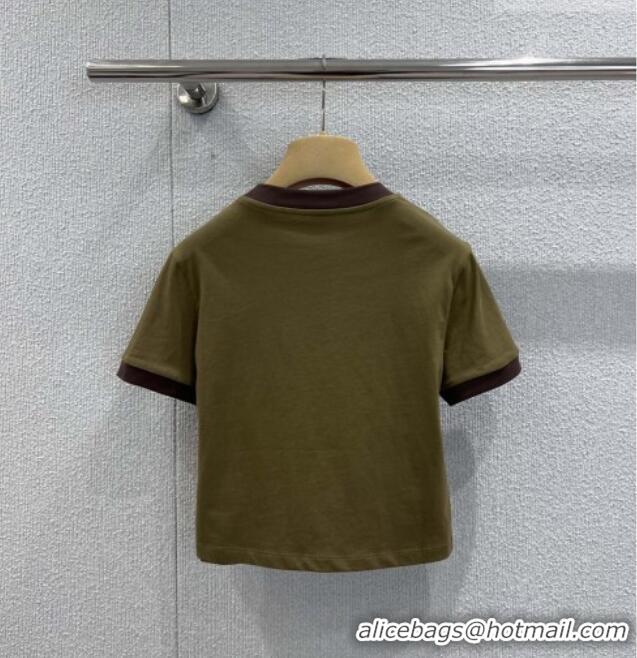 Good Looking Miu Miu Cotton T-shirt M011415 Army Green 2026