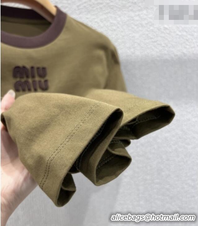 Good Looking Miu Miu Cotton T-shirt M011415 Army Green 2026