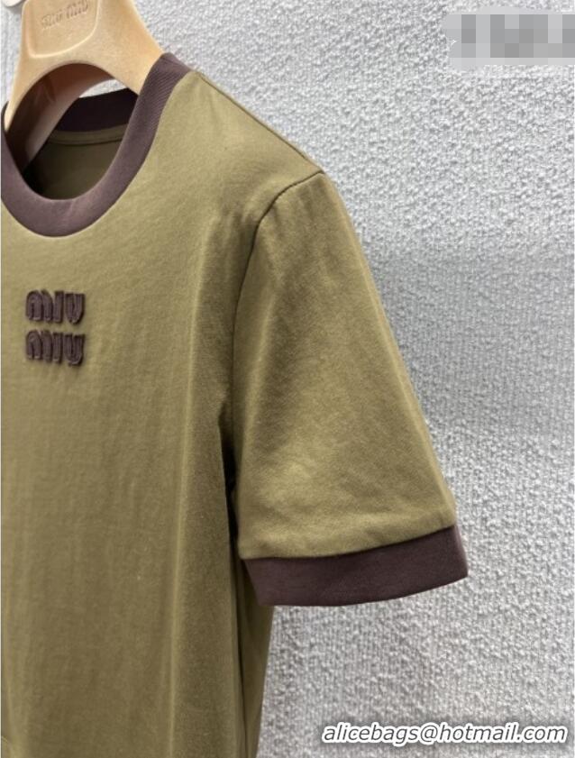 Good Looking Miu Miu Cotton T-shirt M011415 Army Green 2026