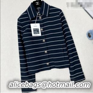 Top Grade Chanel Striped Jacket CH011301 Navy Blue/White 2026