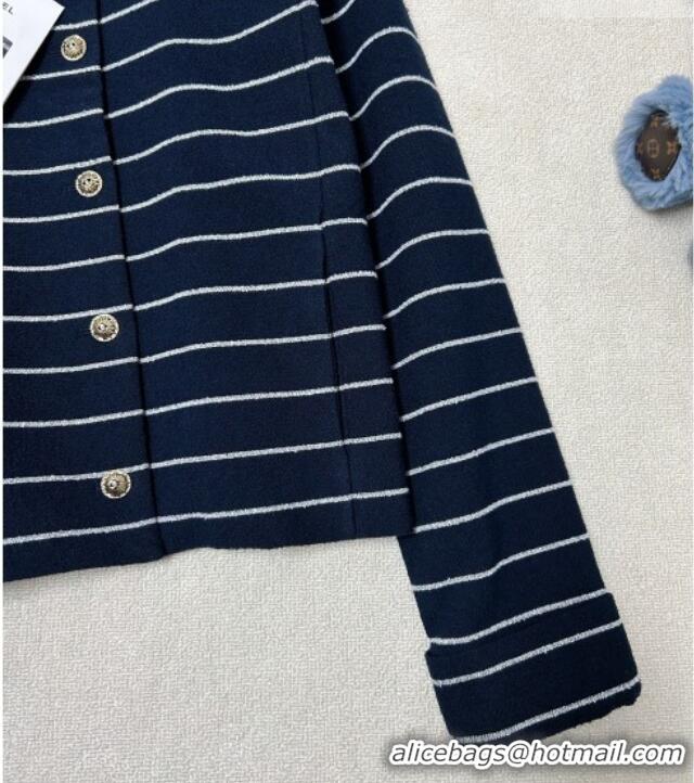 Top Grade Chanel Striped Jacket CH011301 Navy Blue/White 2026