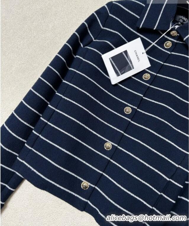 Top Grade Chanel Striped Jacket CH011301 Navy Blue/White 2026