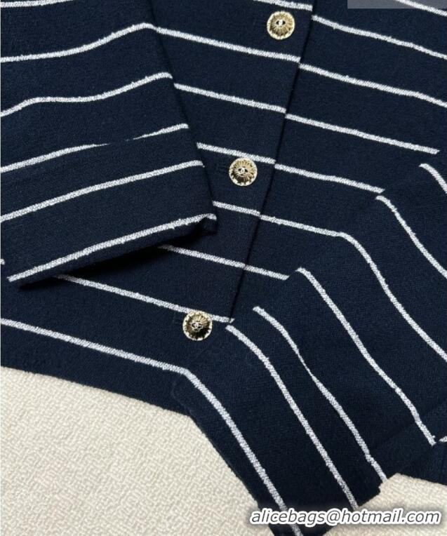 Top Grade Chanel Striped Jacket CH011301 Navy Blue/White 2026