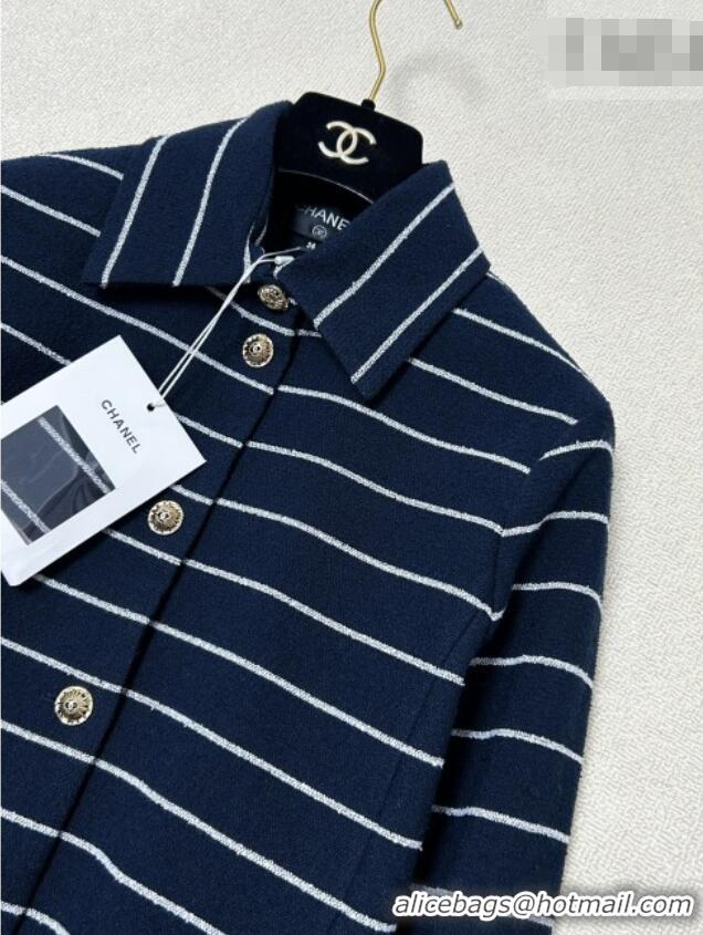 Top Grade Chanel Striped Jacket CH011301 Navy Blue/White 2026