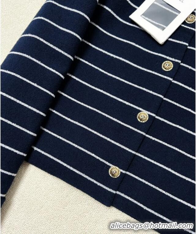 Top Grade Chanel Striped Jacket CH011301 Navy Blue/White 2026