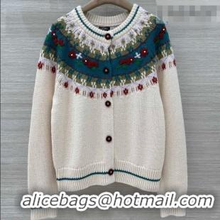 ​Best Price Chanel Cashmere Cardigan with Embroidery CH011303 White/Green 2026