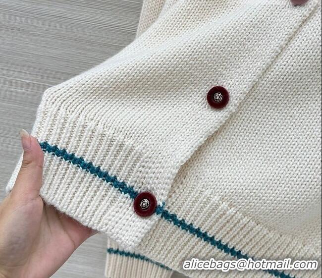 ​Best Price Chanel Cashmere Cardigan with Embroidery CH011303 White/Green 2026