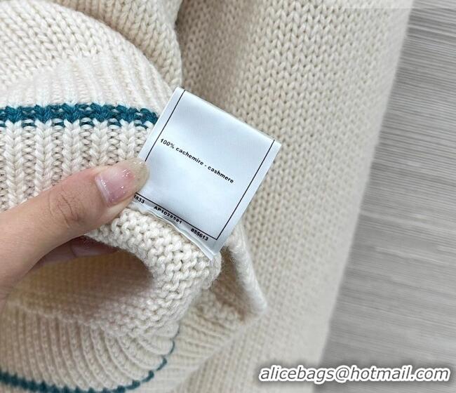 ​Best Price Chanel Cashmere Cardigan with Embroidery CH011303 White/Green 2026