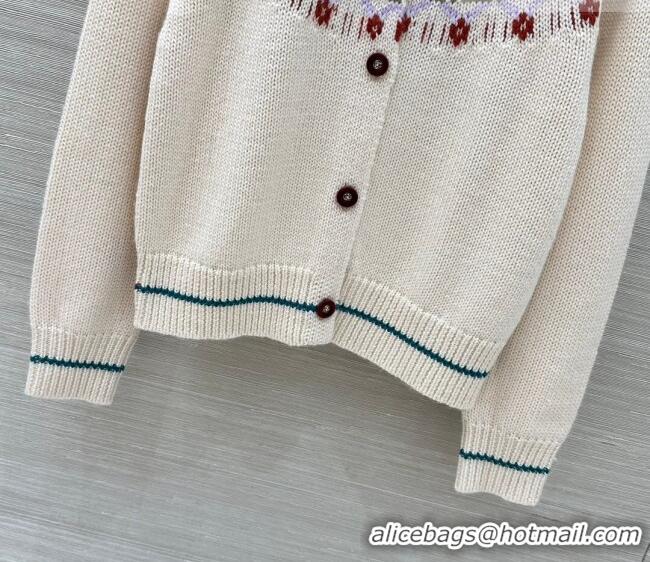​Best Price Chanel Cashmere Cardigan with Embroidery CH011303 White/Green 2026