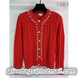 Super Quality Chanel Wool Cardigan with Pearls CH011304 Red 2026