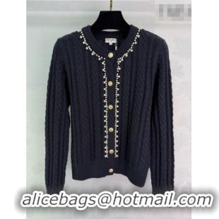 Luxury Cheap Chanel Wool Cardigan with Pearls CH011304 Black 2026