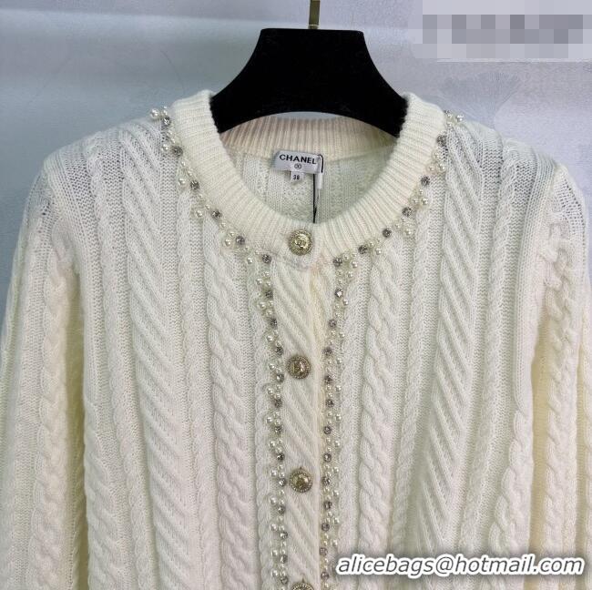 ​Affordable Price Chanel Wool Cardigan with Pearls CH011304 White 2026