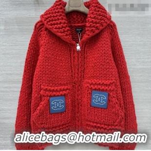 Big Discount Chanel Cashmere Zipped Cardigan CH011422 Red 2026