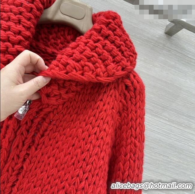 Big Discount Chanel Cashmere Zipped Cardigan CH011422 Red 2026