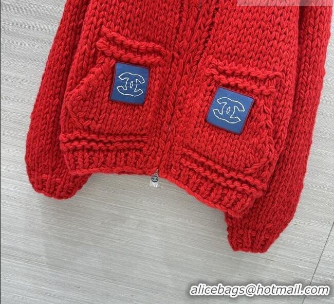 Big Discount Chanel Cashmere Zipped Cardigan CH011422 Red 2026
