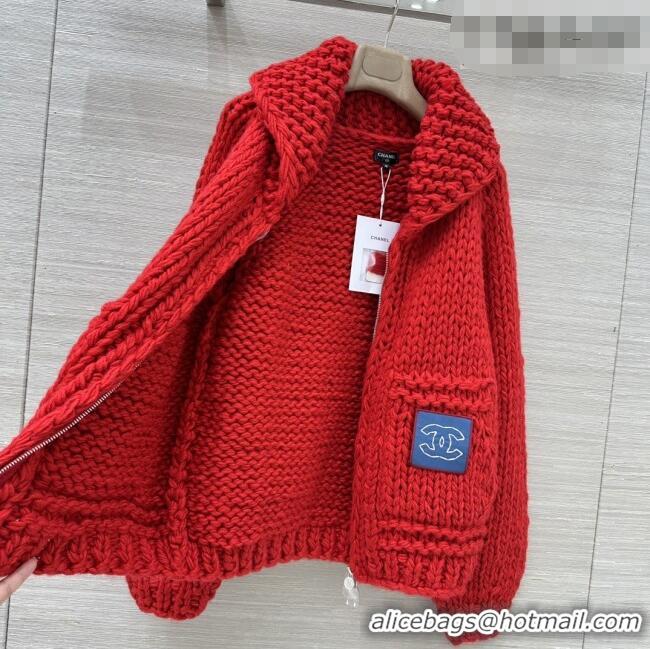 Big Discount Chanel Cashmere Zipped Cardigan CH011422 Red 2026