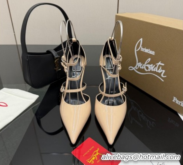 Top Grade Christian Louboutin Patent Leather Pumps with Trible Straps Nude CL120902 1209114 2026
