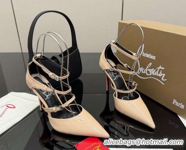 Top Grade Christian Louboutin Patent Leather Pumps with Trible Straps Nude CL120902 1209114 2026
