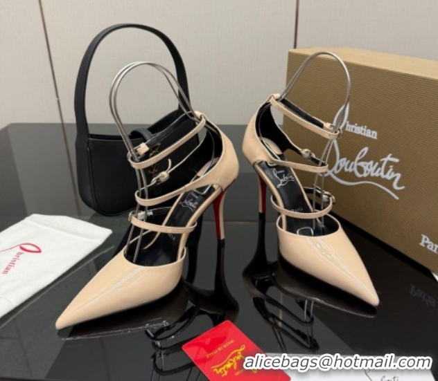 Top Grade Christian Louboutin Patent Leather Pumps with Trible Straps Nude CL120902 1209114 2026