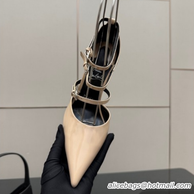 Top Grade Christian Louboutin Patent Leather Pumps with Trible Straps Nude CL120902 1209114 2026