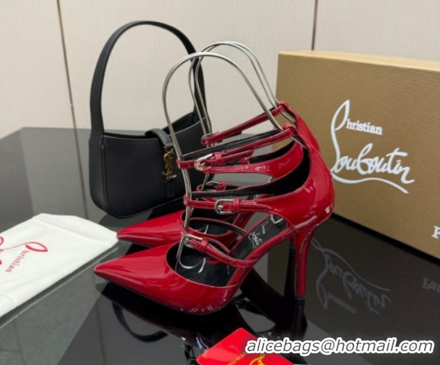 Shop Cheap Christian Louboutin Patent Leather Pumps with Trible Straps CL120902 Red 2026