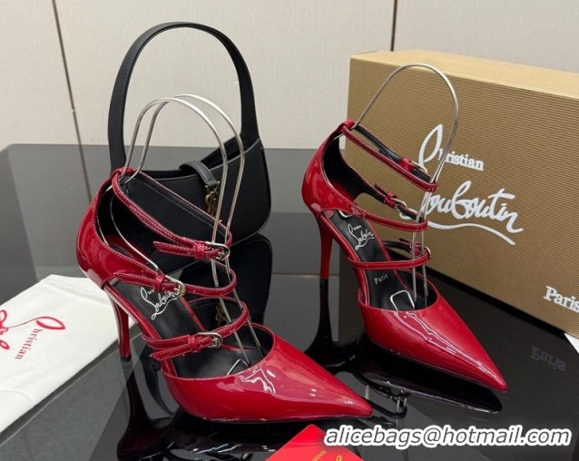 Shop Cheap Christian Louboutin Patent Leather Pumps with Trible Straps CL120902 Red 2026