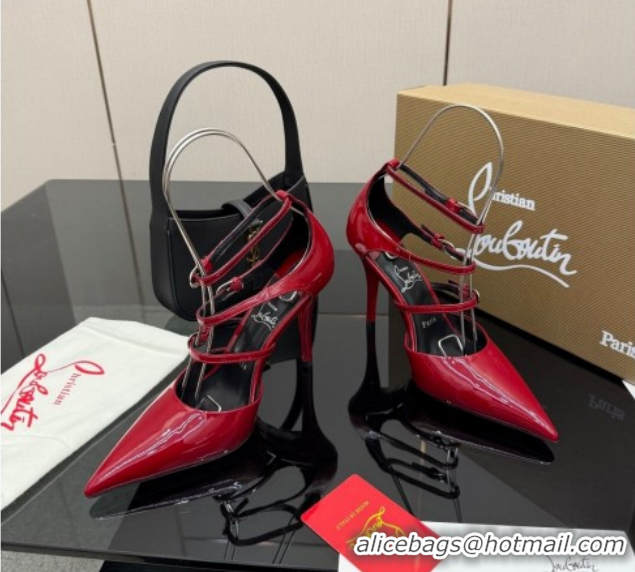 Shop Cheap Christian Louboutin Patent Leather Pumps with Trible Straps CL120902 Red 2026