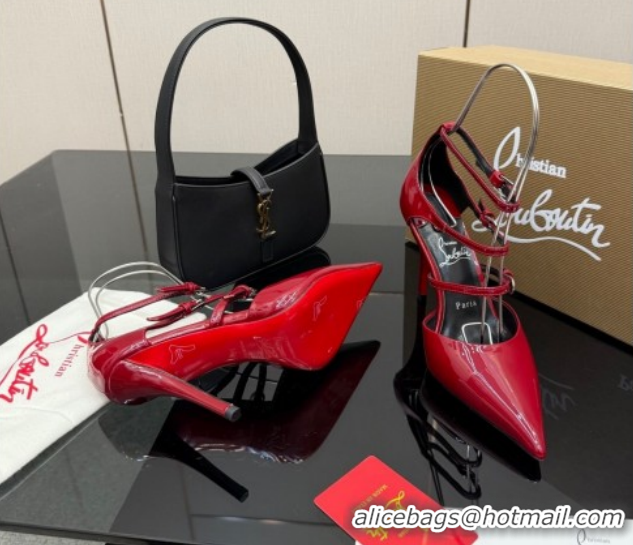 Shop Cheap Christian Louboutin Patent Leather Pumps with Trible Straps CL120902 Red 2026