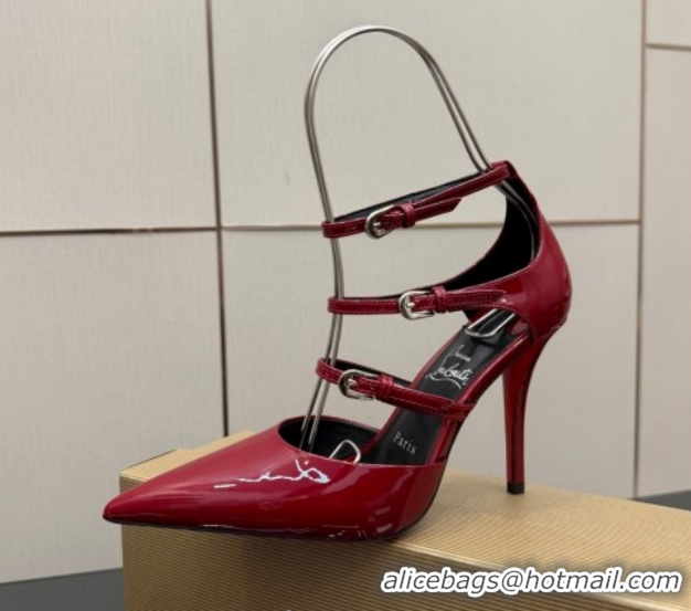 Shop Cheap Christian Louboutin Patent Leather Pumps with Trible Straps CL120902 Red 2026