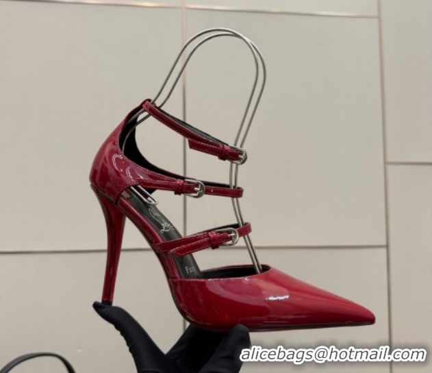 Shop Cheap Christian Louboutin Patent Leather Pumps with Trible Straps CL120902 Red 2026