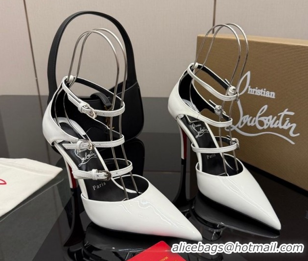 Unique Style Christian Louboutin Patent Leather Pumps with Trible Straps CL120902 White 2026