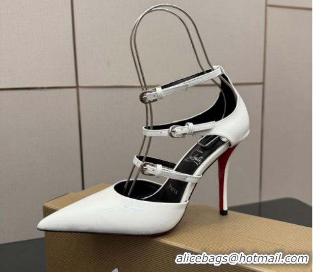 Unique Style Christian Louboutin Patent Leather Pumps with Trible Straps CL120902 White 2026