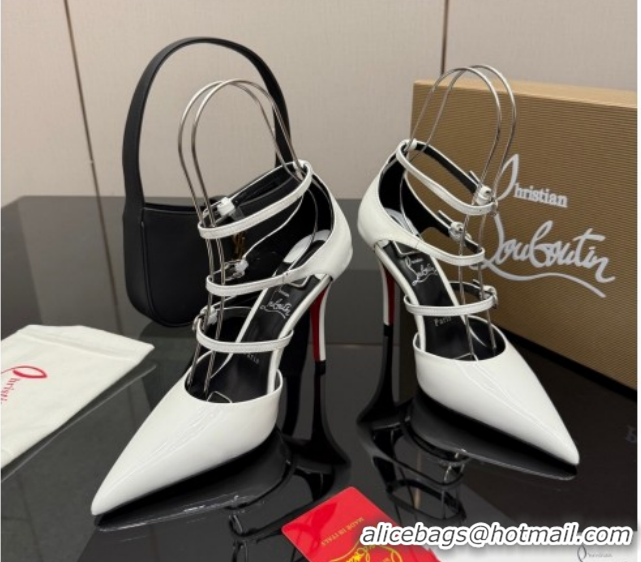 Unique Style Christian Louboutin Patent Leather Pumps with Trible Straps CL120902 White 2026
