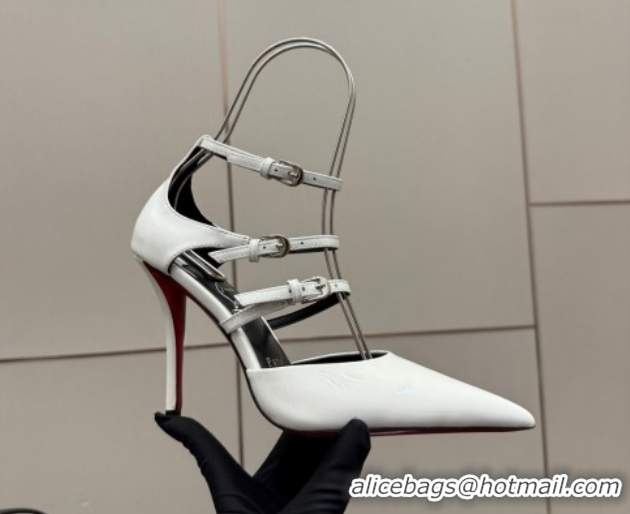 Unique Style Christian Louboutin Patent Leather Pumps with Trible Straps CL120902 White 2026