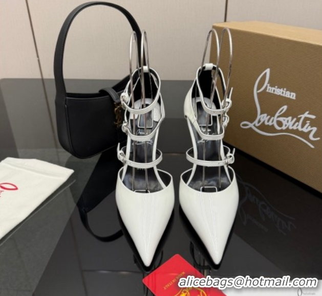 Unique Style Christian Louboutin Patent Leather Pumps with Trible Straps CL120902 White 2026