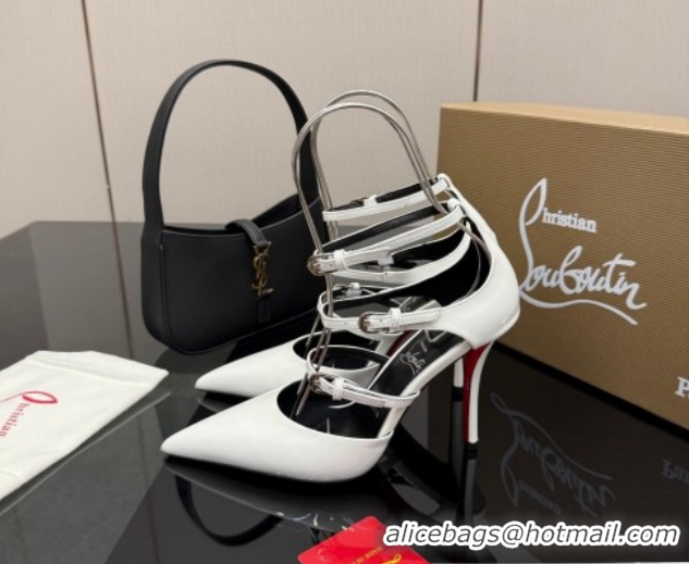 Unique Style Christian Louboutin Patent Leather Pumps with Trible Straps CL120902 White 2026