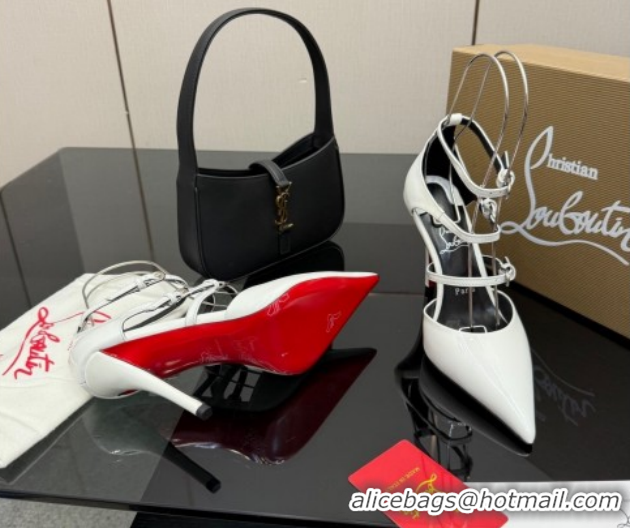 Unique Style Christian Louboutin Patent Leather Pumps with Trible Straps CL120902 White 2026
