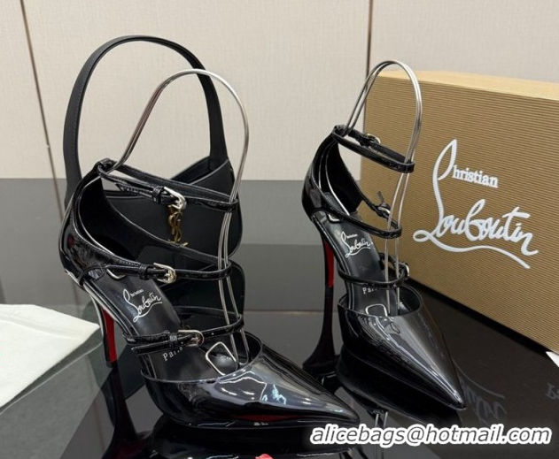 Most Popular Christian Louboutin Patent Leather Pumps with Trible Straps CL120902 Black 2026