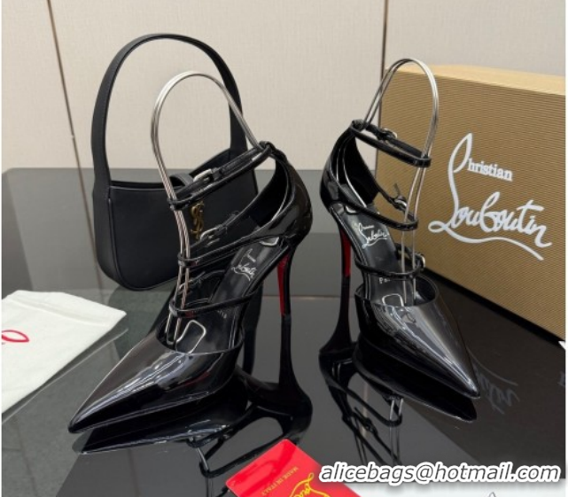 Most Popular Christian Louboutin Patent Leather Pumps with Trible Straps CL120902 Black 2026