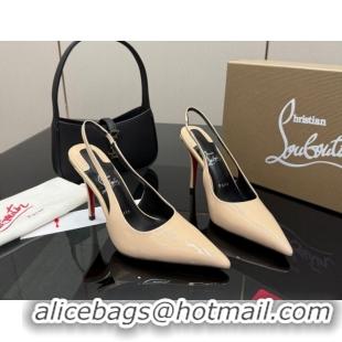Best Product Christian Louboutin Patent Leather Slingbacks Pump CL120903 Nude 2026