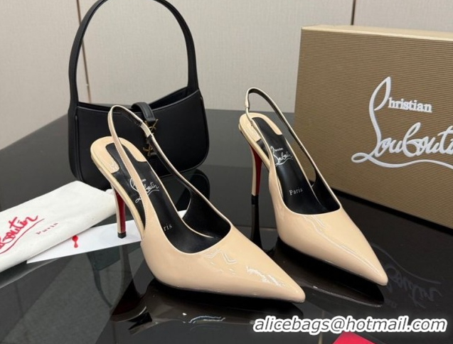 Best Product Christian Louboutin Patent Leather Slingbacks Pump CL120903 Nude 2026