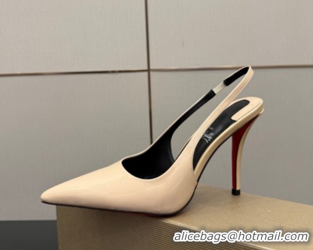 Best Product Christian Louboutin Patent Leather Slingbacks Pump CL120903 Nude 2026
