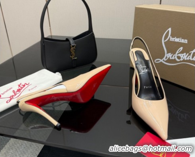 Best Product Christian Louboutin Patent Leather Slingbacks Pump CL120903 Nude 2026