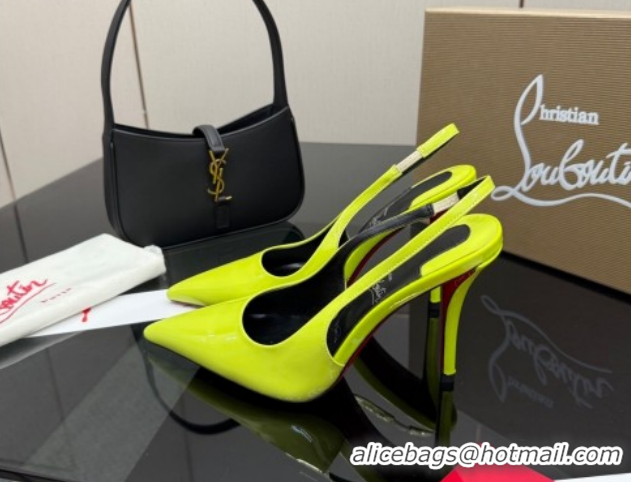Pretty Style Christian Louboutin Patent Leather Slingbacks Pump CL120903 Neon Green 2026