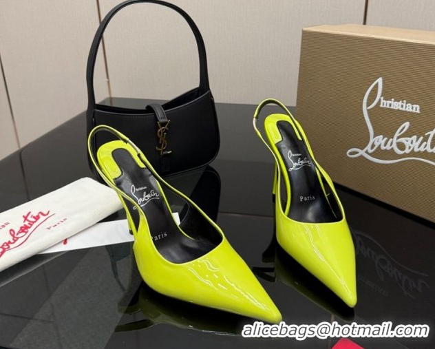 Pretty Style Christian Louboutin Patent Leather Slingbacks Pump CL120903 Neon Green 2026