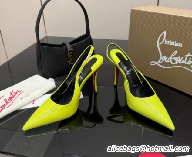 Pretty Style Christian Louboutin Patent Leather Slingbacks Pump CL120903 Neon Green 2026
