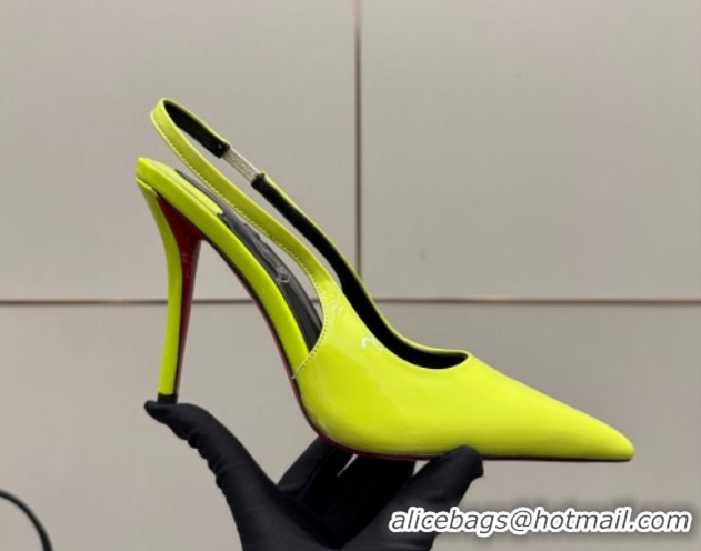 Pretty Style Christian Louboutin Patent Leather Slingbacks Pump CL120903 Neon Green 2026