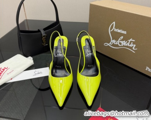 Pretty Style Christian Louboutin Patent Leather Slingbacks Pump CL120903 Neon Green 2026