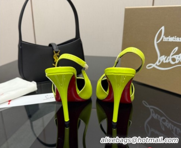 Pretty Style Christian Louboutin Patent Leather Slingbacks Pump CL120903 Neon Green 2026